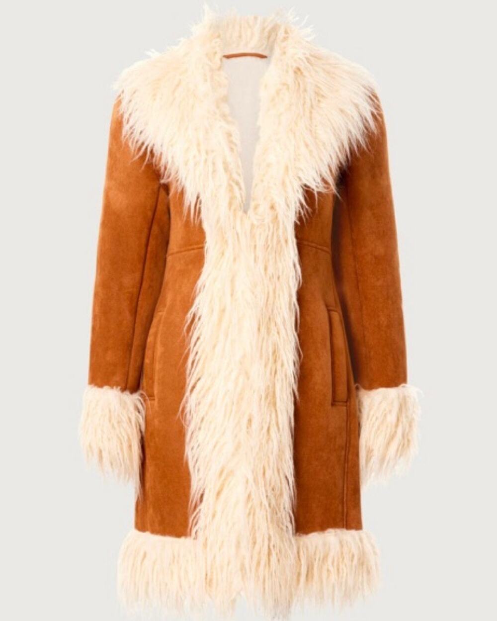 Altar’d State Meredith penny lane Brown Faux Fur Trim Corduroy Jacket Sz XS